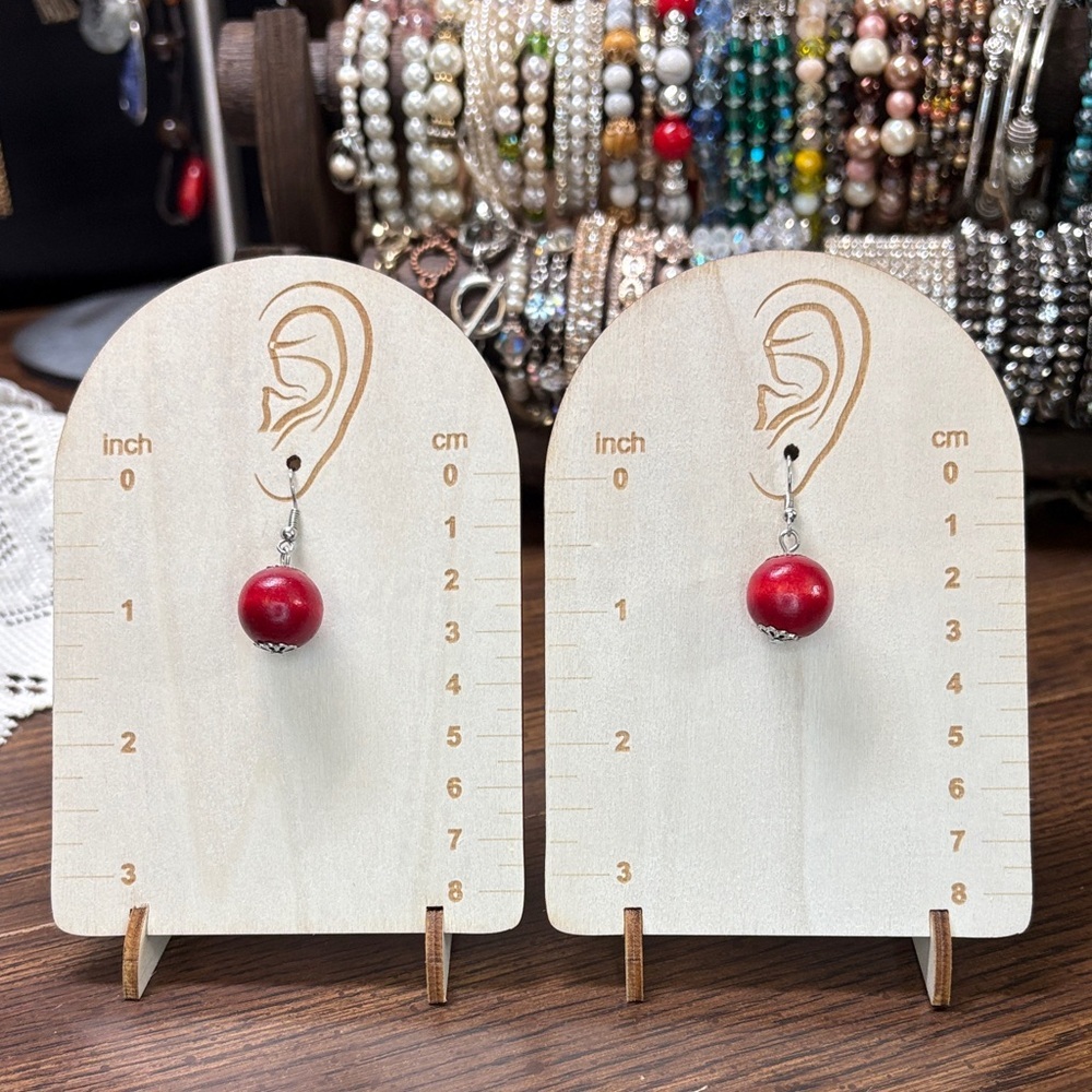 Chic Red Wooden Bead Earrings